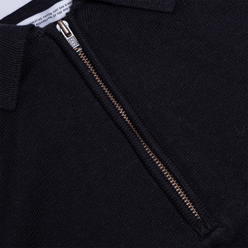 Stockmore Knit Polo Zipper Black - Oxford-Society