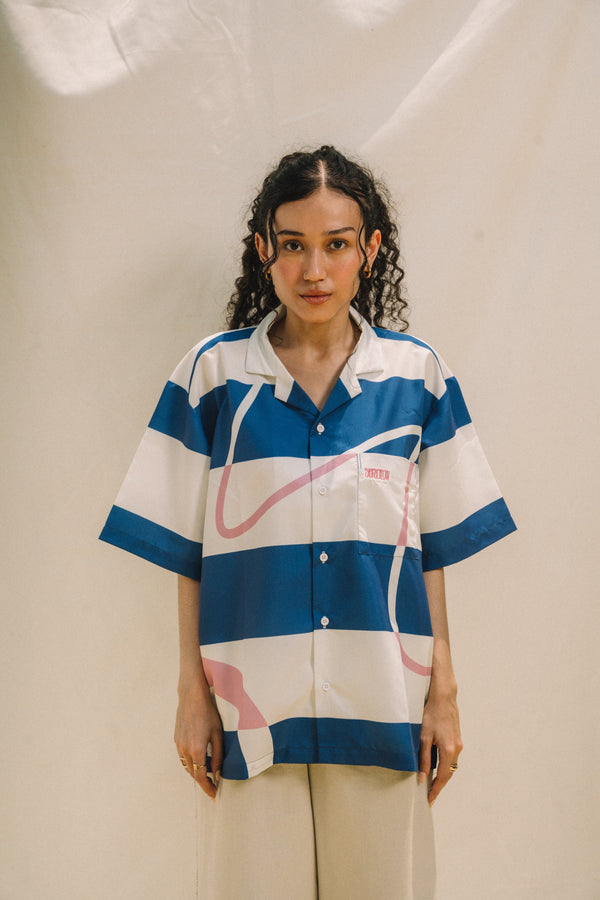 Oxford Society x Stereoflow Serpentine Shirt White Blue Stripes