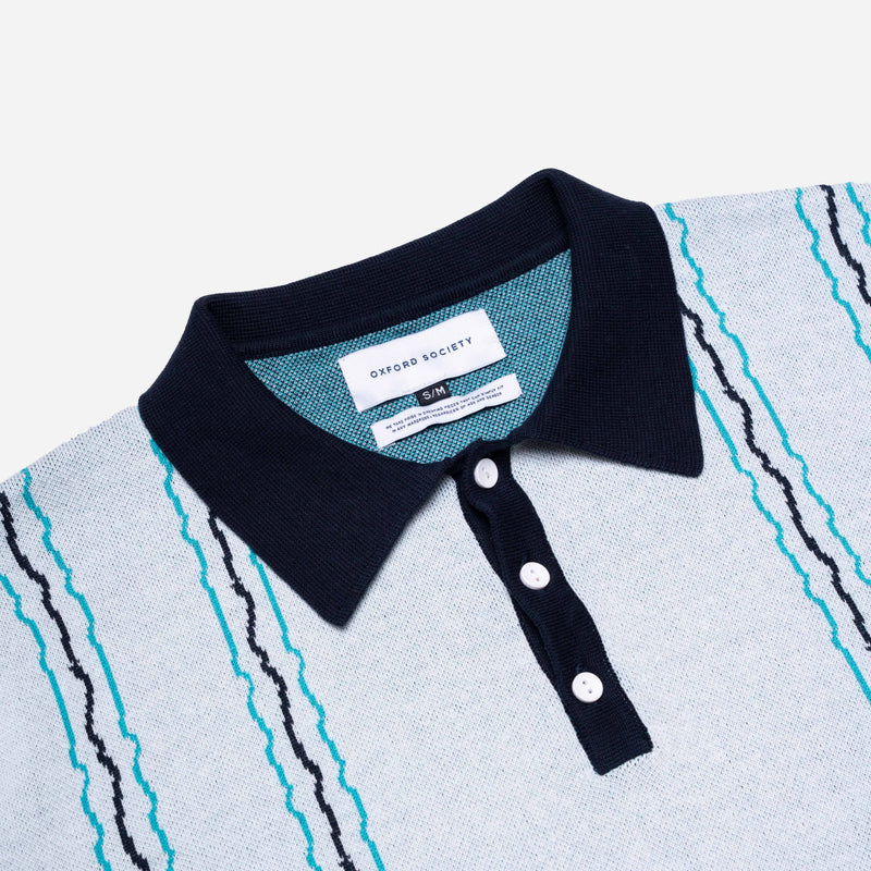 Oxford Society x Stereoflow Barbican Polo Knit Ash White