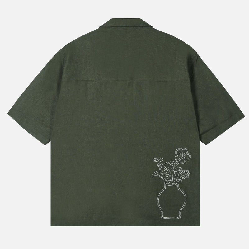 Lymington Linen Shirt Dark Olive