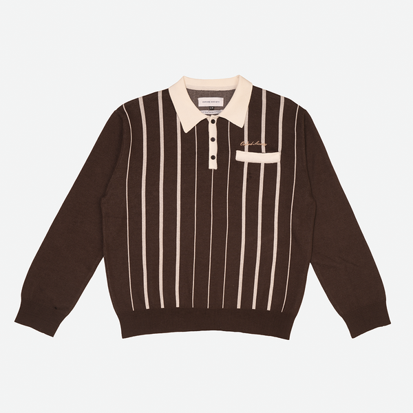 Osborne Longsleeve Polo Knit Brown