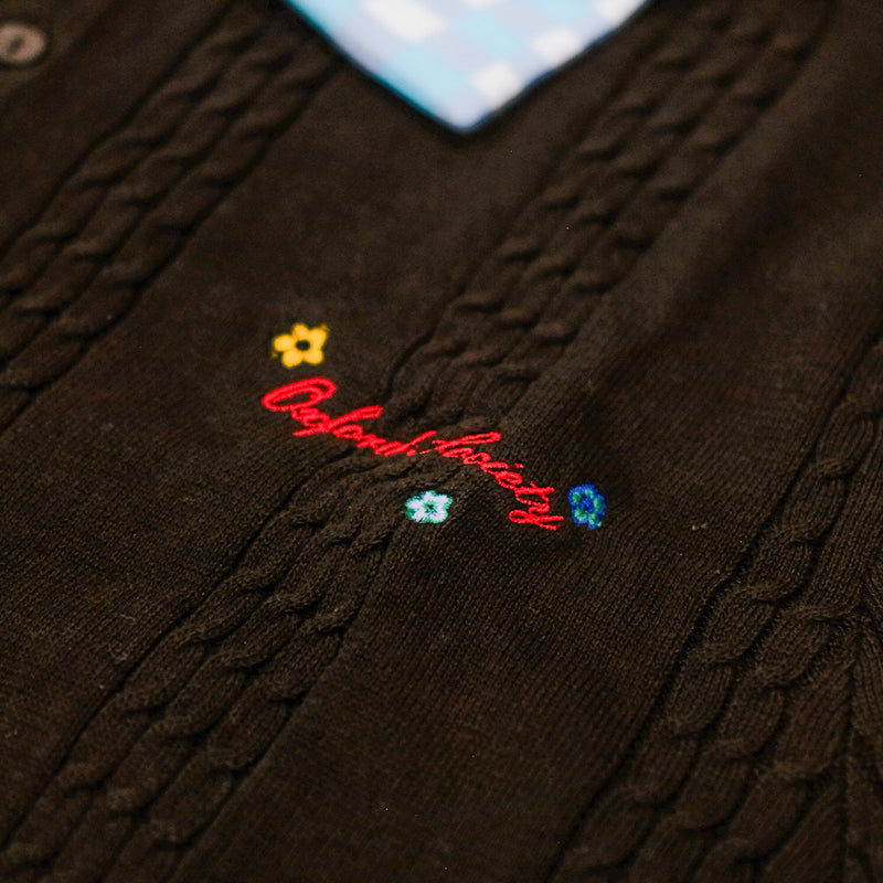 Oxford Society X Basboi Rickety Cable Knit Polo Brown