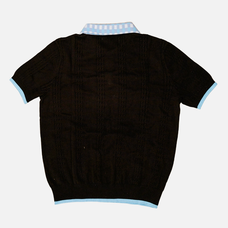 Oxford Society X Basboi Rickety Cable Knit Polo Brown