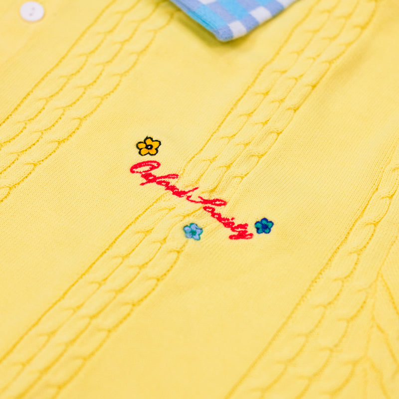 Oxford Society X Basboi Rickety Cable Knit Polo Yellow