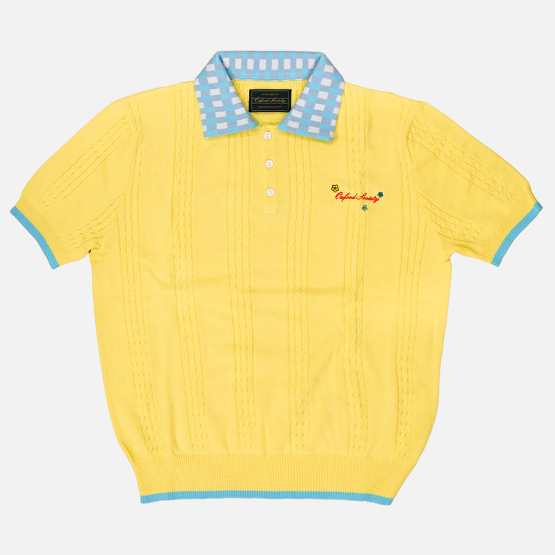 Oxford Society X Basboi Rickety Cable Knit Polo Yellow