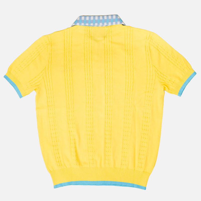 Oxford Society X Basboi Rickety Cable Knit Polo Yellow