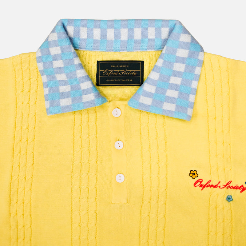 Oxford Society X Basboi Rickety Cable Knit Polo Yellow