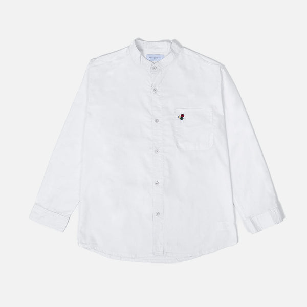 Costwold Band Collar Shirt White - Oxford-Society